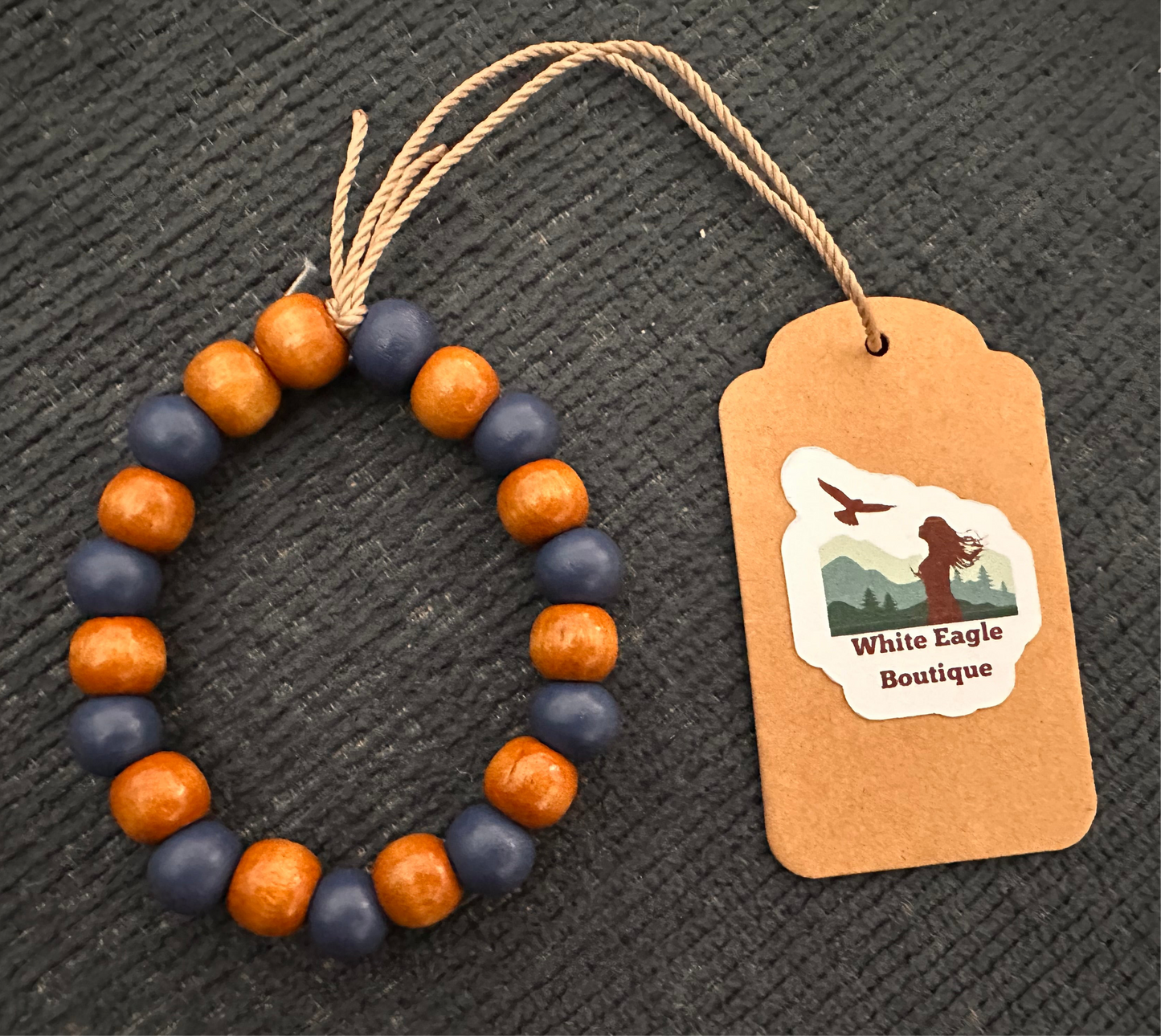 Hand Strung Wooden Beaded Stretch Bracelet