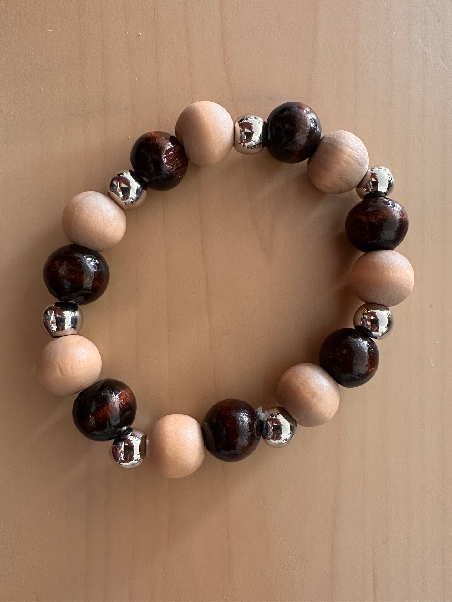 Brown and Gold Hand Strung Beaded Bracelet
