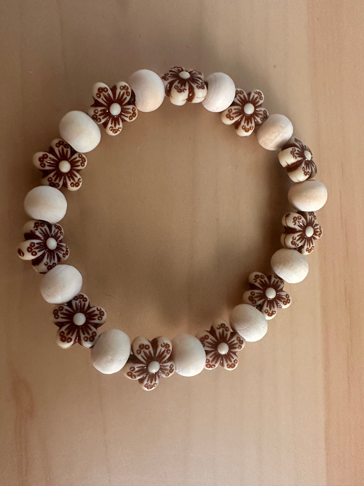 Flower Beaded Stretch Bracelet