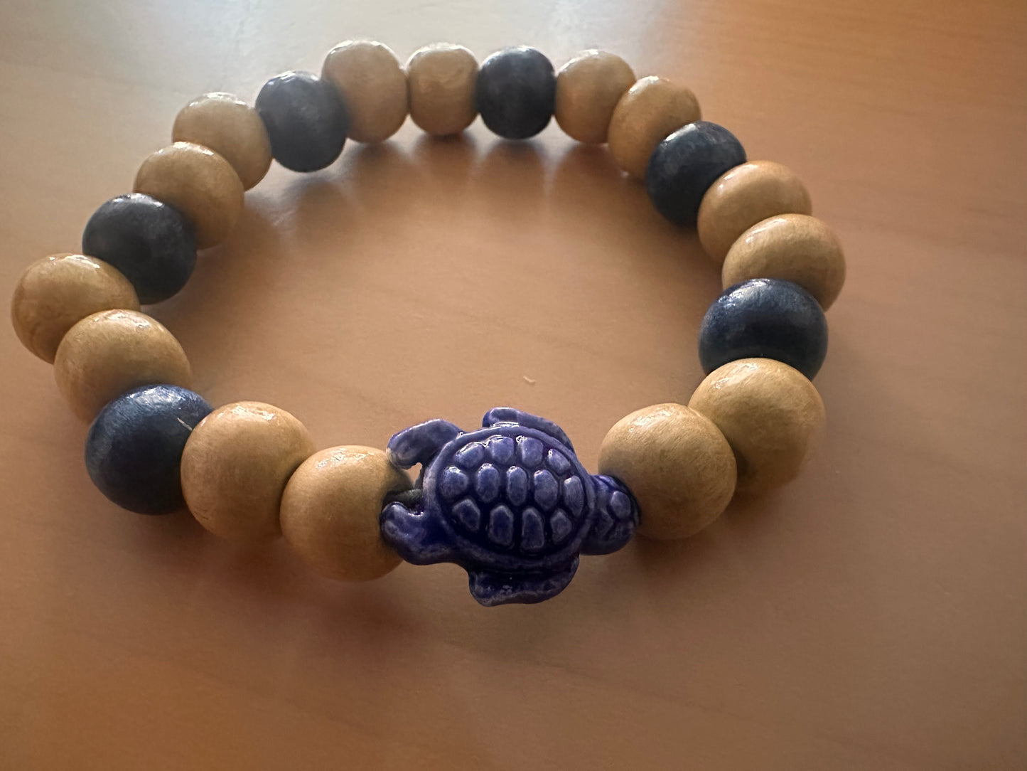 Hand Strung Beaded Turtle Stretch Bracelet