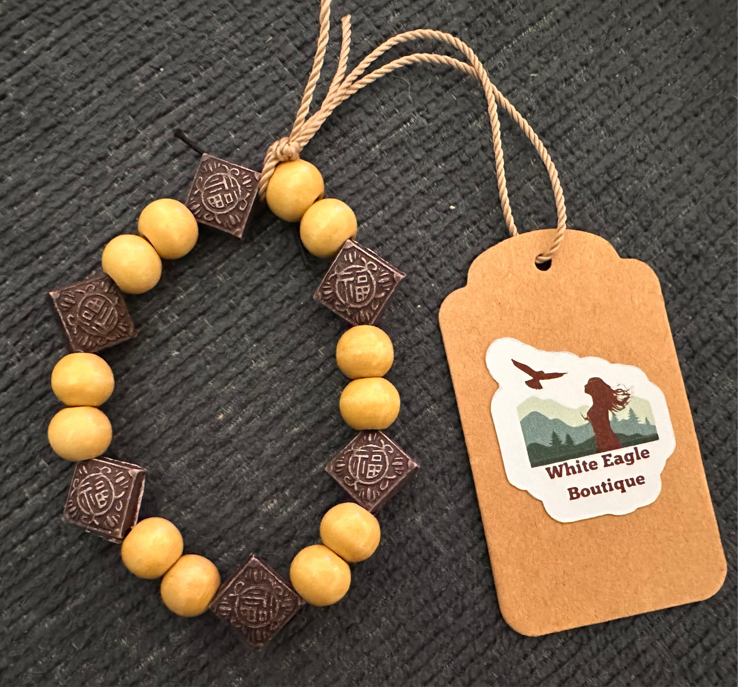 Hand Strung Wooden Beaded Stretch Bracelet