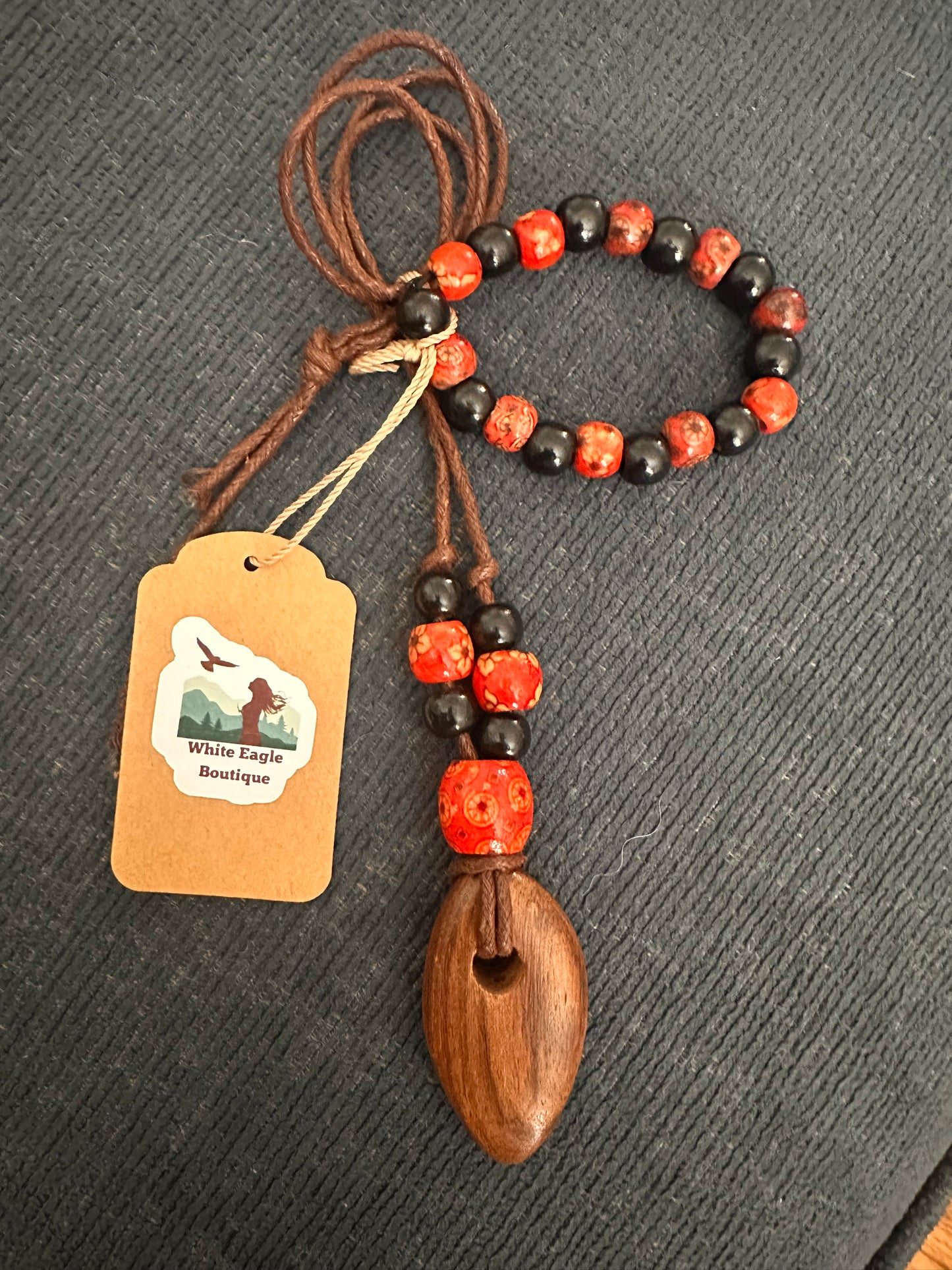 Hand Strung Wooden Necklace and Bracelet Set
