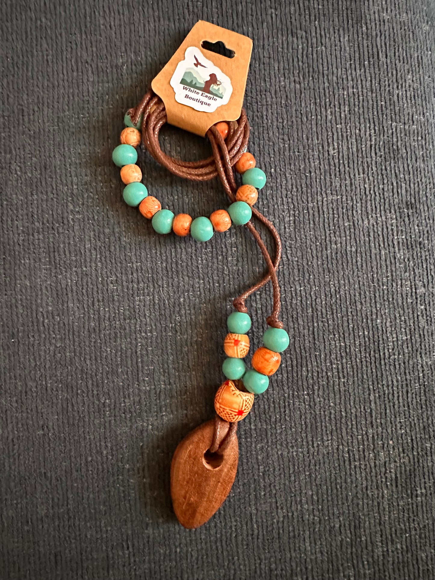 Hand Strung Wooden Beaded Necklace and Bracelet Set