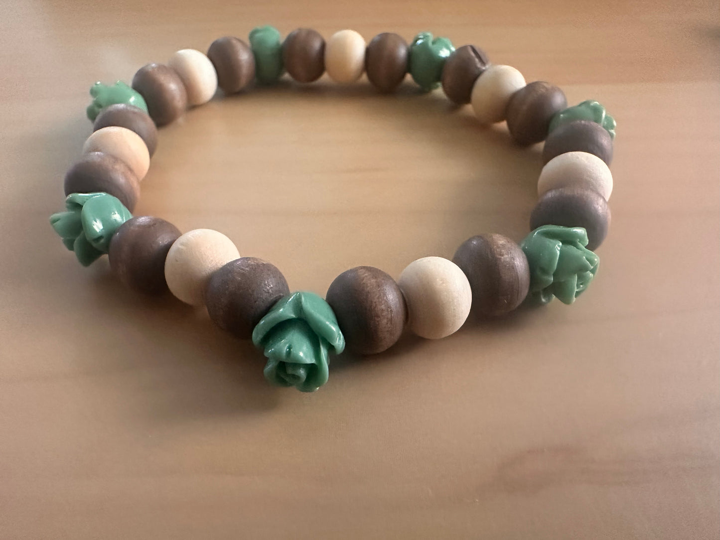 Turquoise Rose Beaded Stretch Bracelet