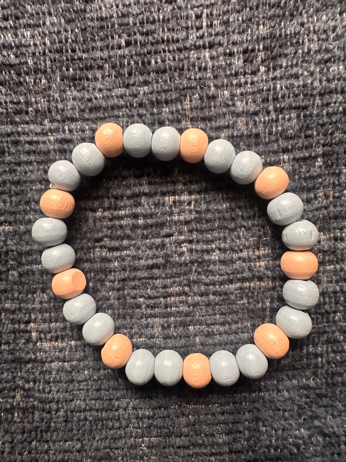 Blue and Brown Hand Strung Beaded Stretch Bracelet