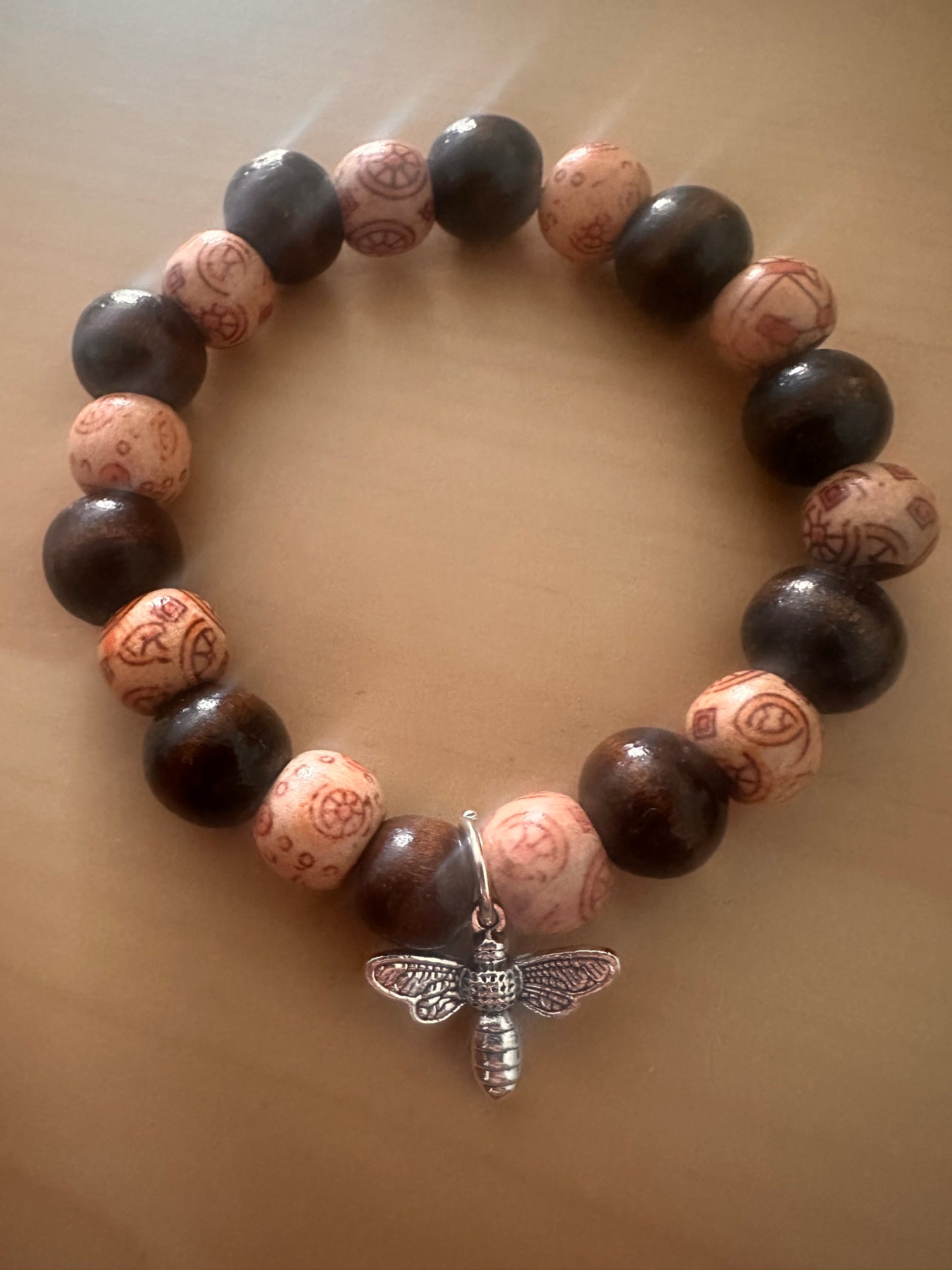 Hand Strung Beaded Bee Stretch Bracelet