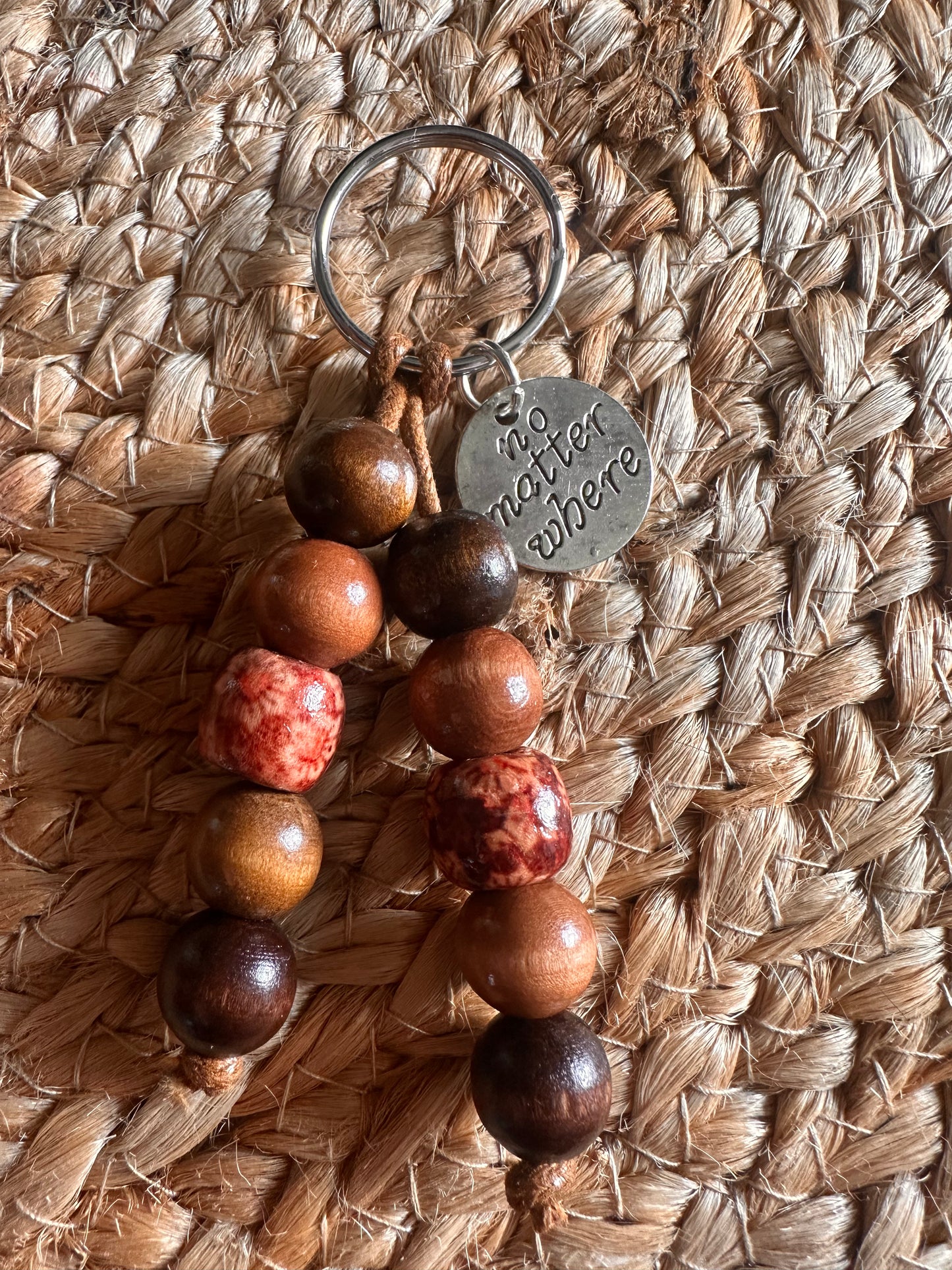 Inspirational Hand Strung "No Matter Where" Charm Keychain