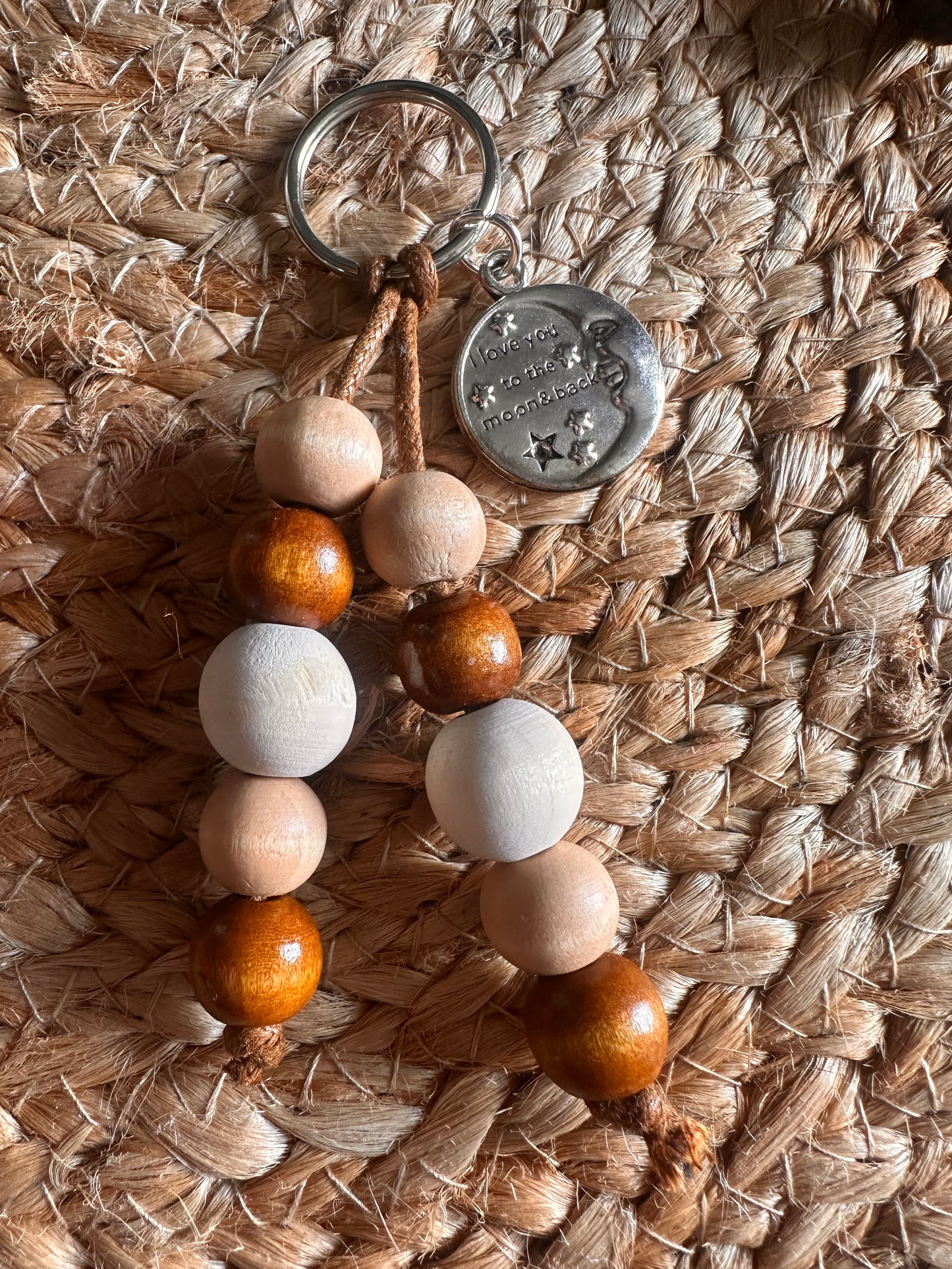 Inspirational Hand Strung "I Love You To The Moon And Back" Charm Keychain