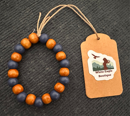 Hand Strung Wooden Beaded Stretch Bracelet