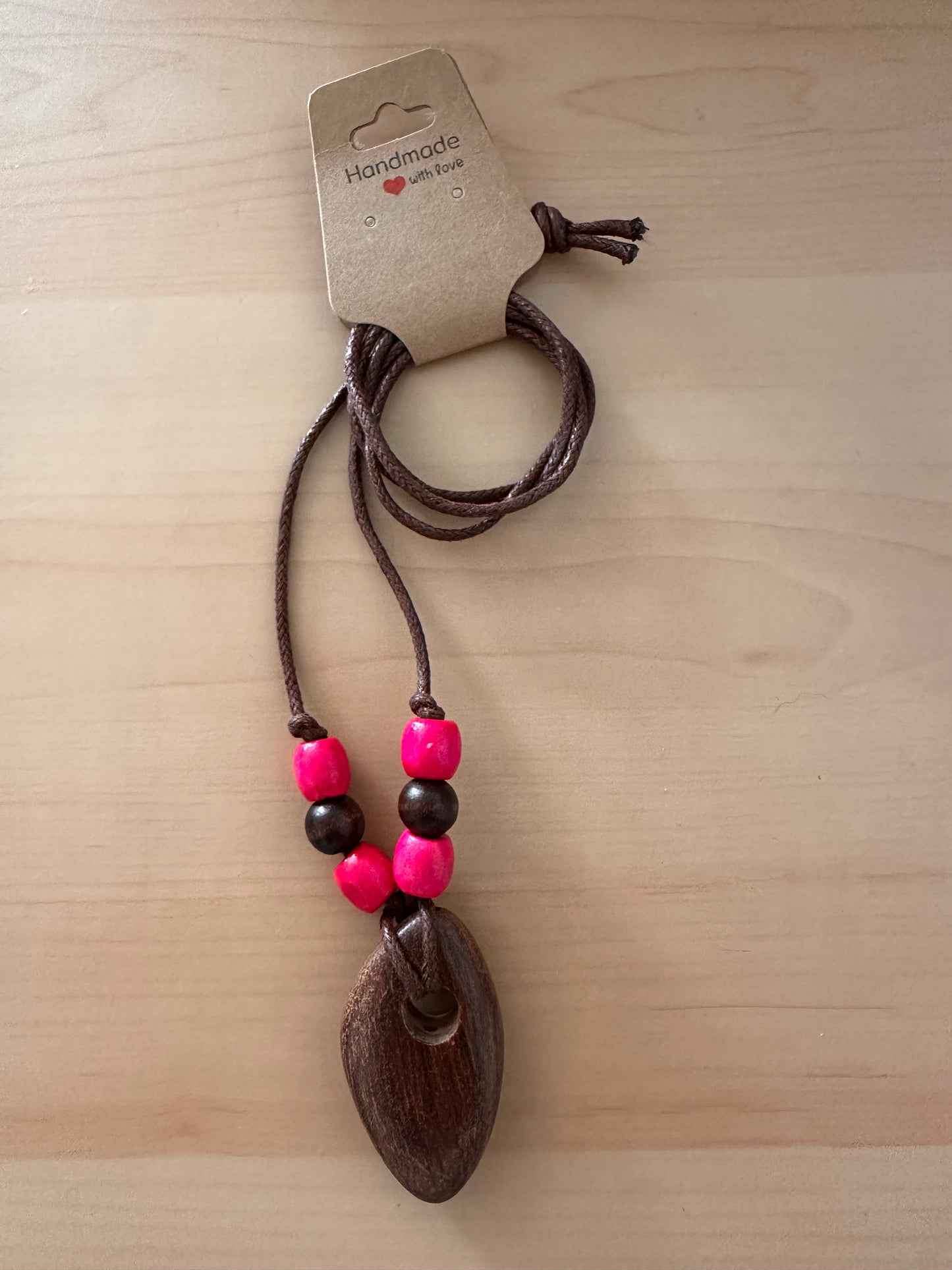 Hand Strung Wood Beaded Necklace