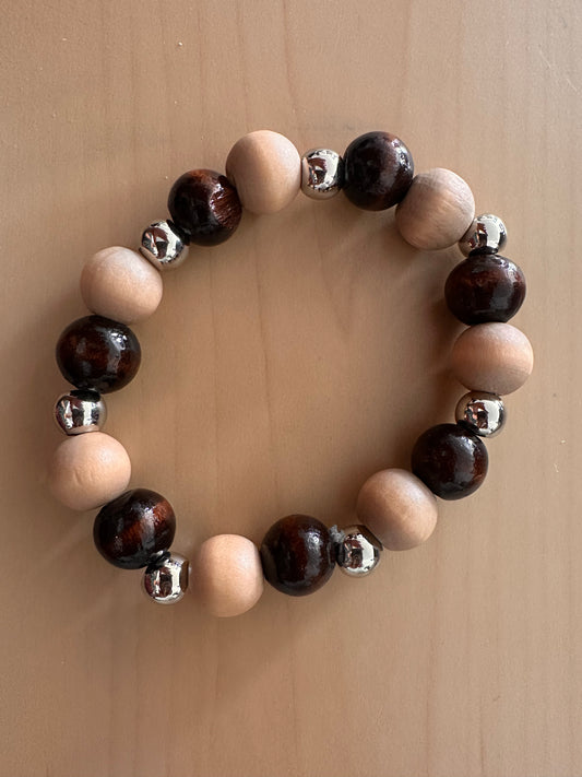 Brown and Gold Hand Strung Beaded Bracelet