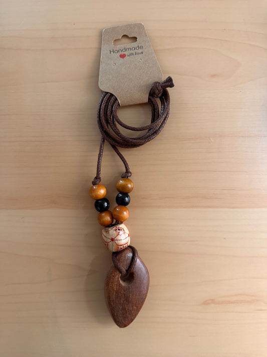 Hand Strung Wood Beaded Necklace