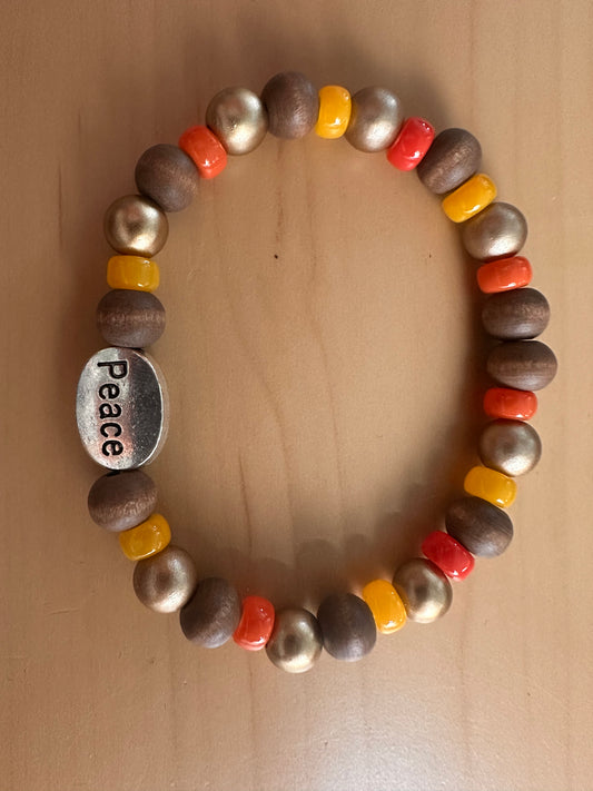 Orange, Yellow and Brown Peace Bracelet