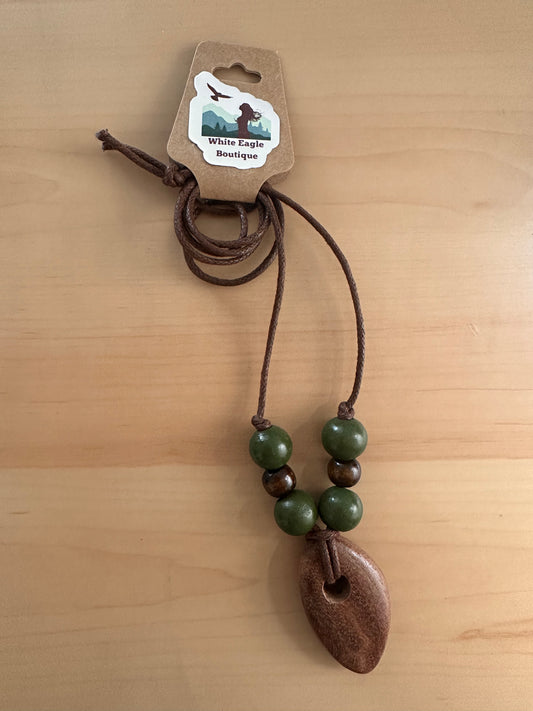 Hand Strung Wood Beaded Necklace