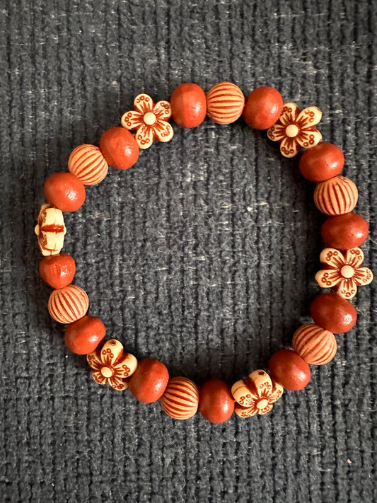 Hand Strung Beaded Flower Bracelet