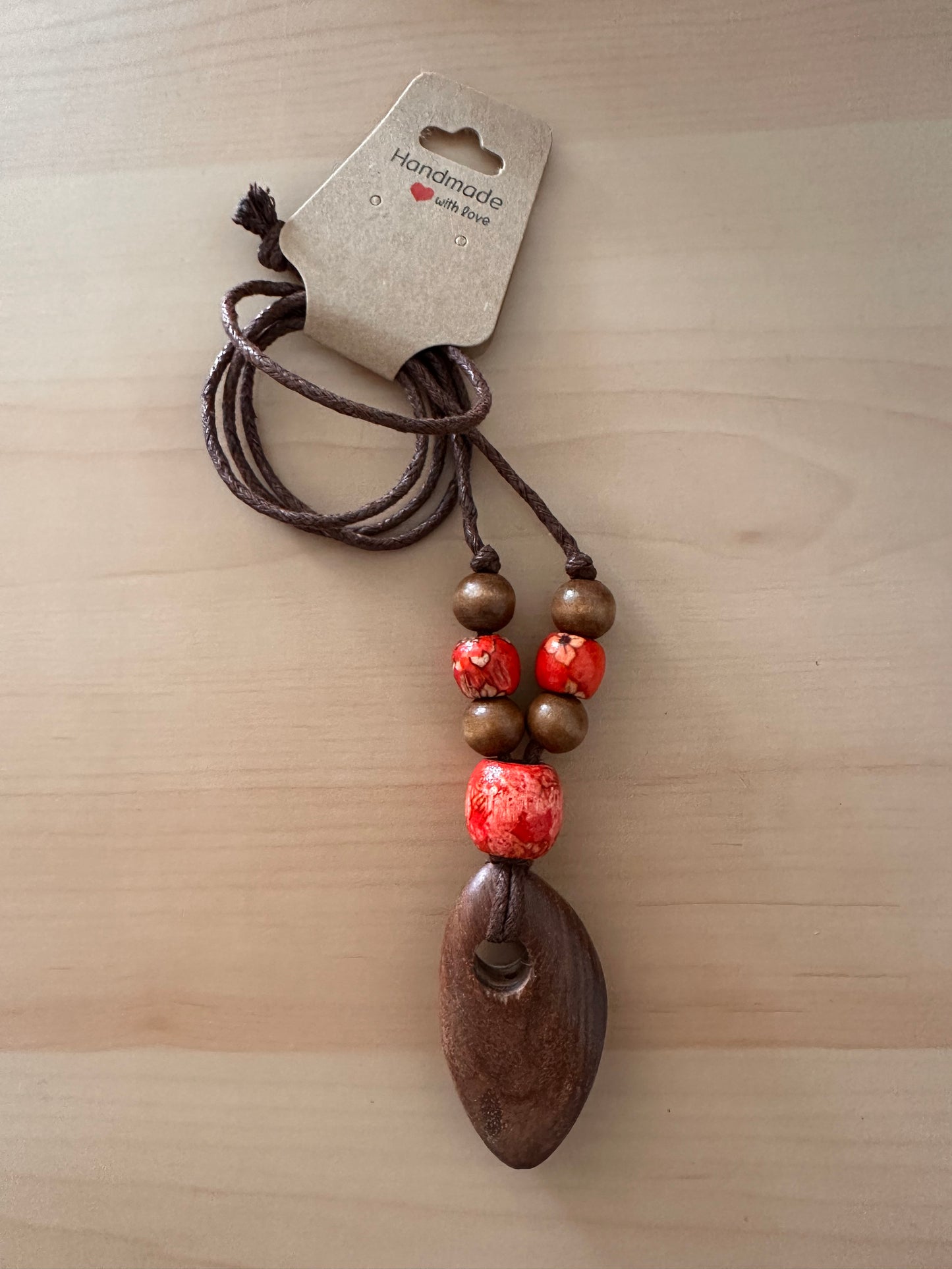 Hand Strung Wood Beaded Necklace