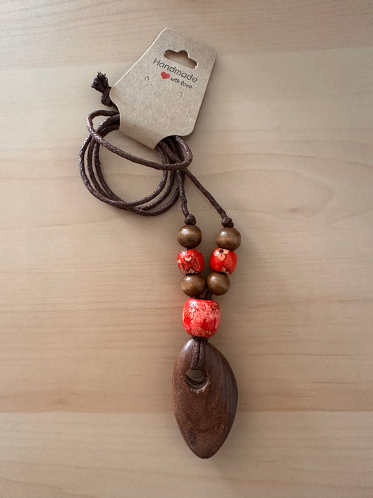 Hand Strung Wood Beaded Necklace