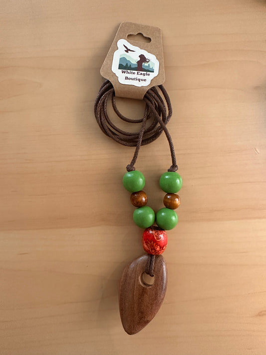 Hand Strung Wood Beaded Necklace