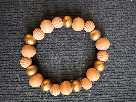 Hand Strung Wooden Beaded Stretch Bracelet