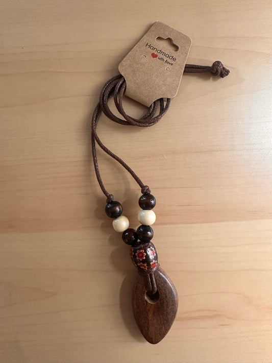 Hand Strung Wood Beaded Necklace