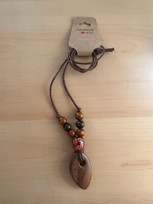 Hand Strung Wood Beaded Necklace