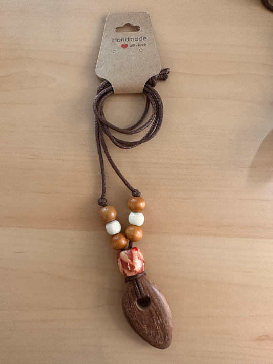 Hand Strung Wood Beaded Necklace