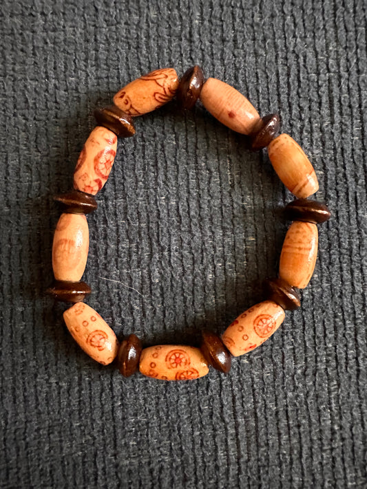 Hand Strung Wooden Beaded Stretch Bracelet