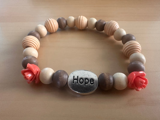 Hope and Rose Beaded Stretch Bracelet