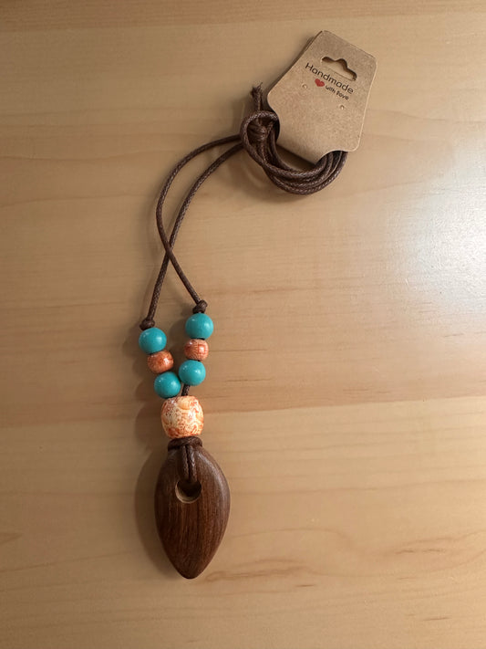 Hand Strung Wood Beaded Necklace