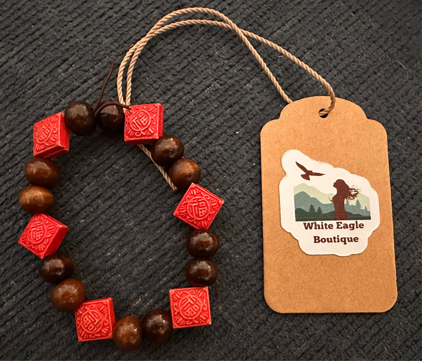 Hand Strung Wooded Beaded Bracelet