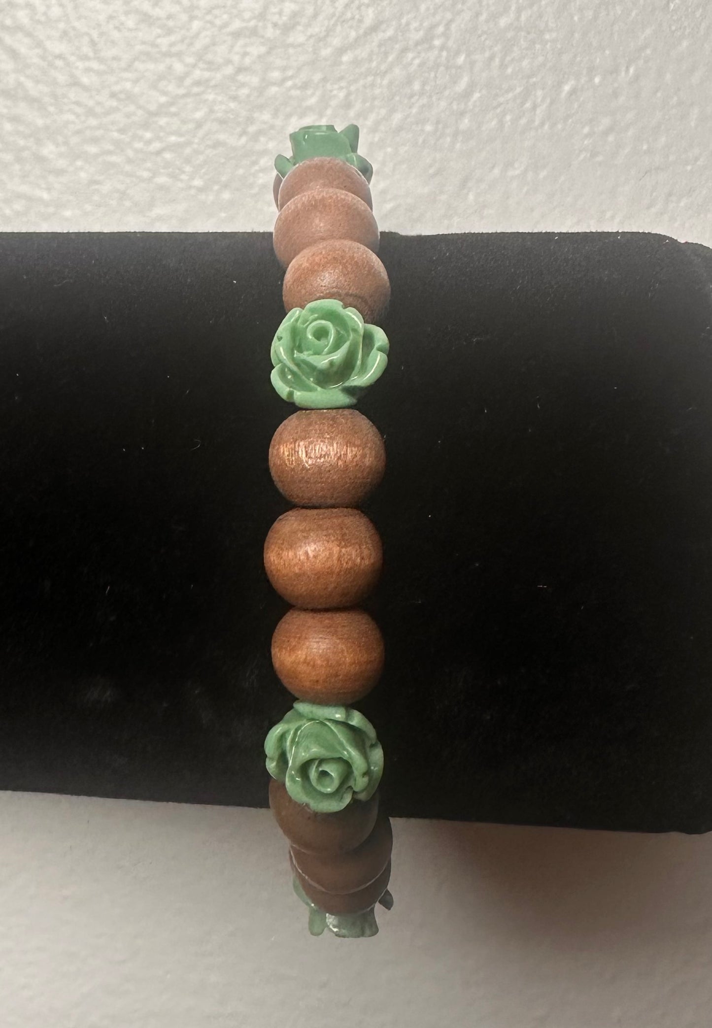 Turquoise and Brown Rose Stretch Bracelet