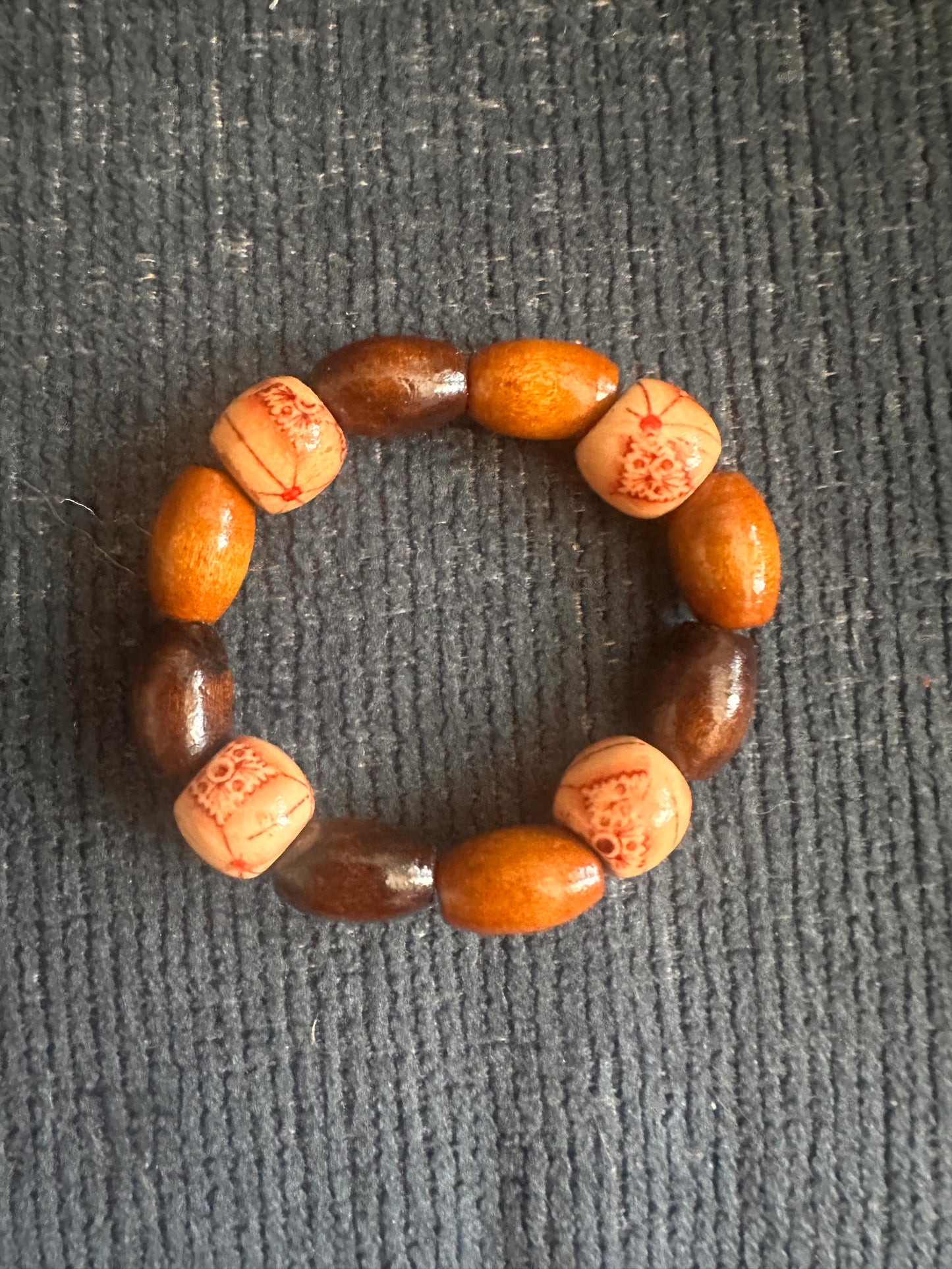 Brown and Tan Hand Strung Beaded Stretch Bracelet