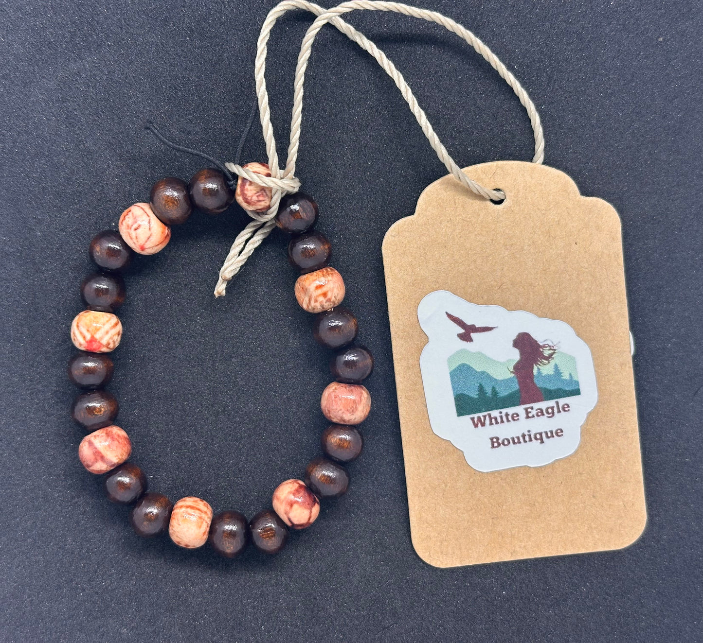 Hand Strung Wooded Beaded Bracelet