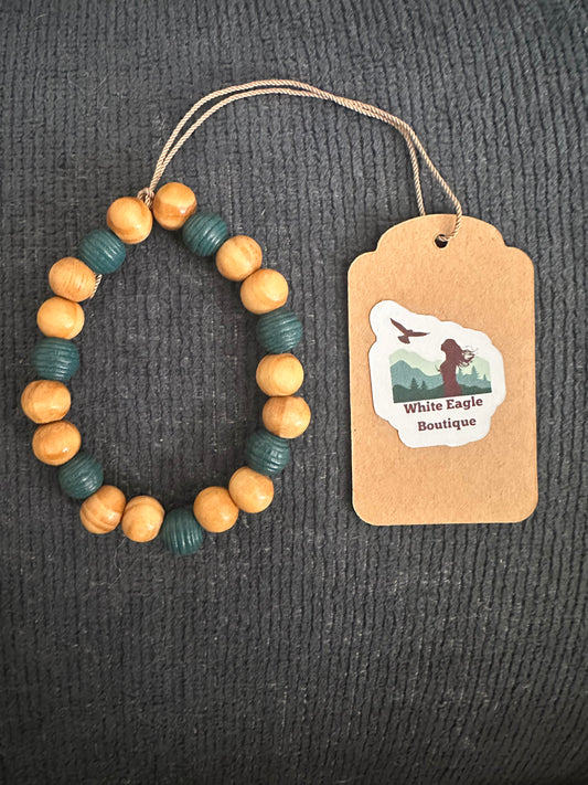 Hand Strung Wooded Beaded Bracelet Item