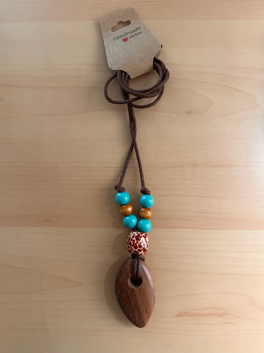 Hand Strung Wood Beaded Necklace