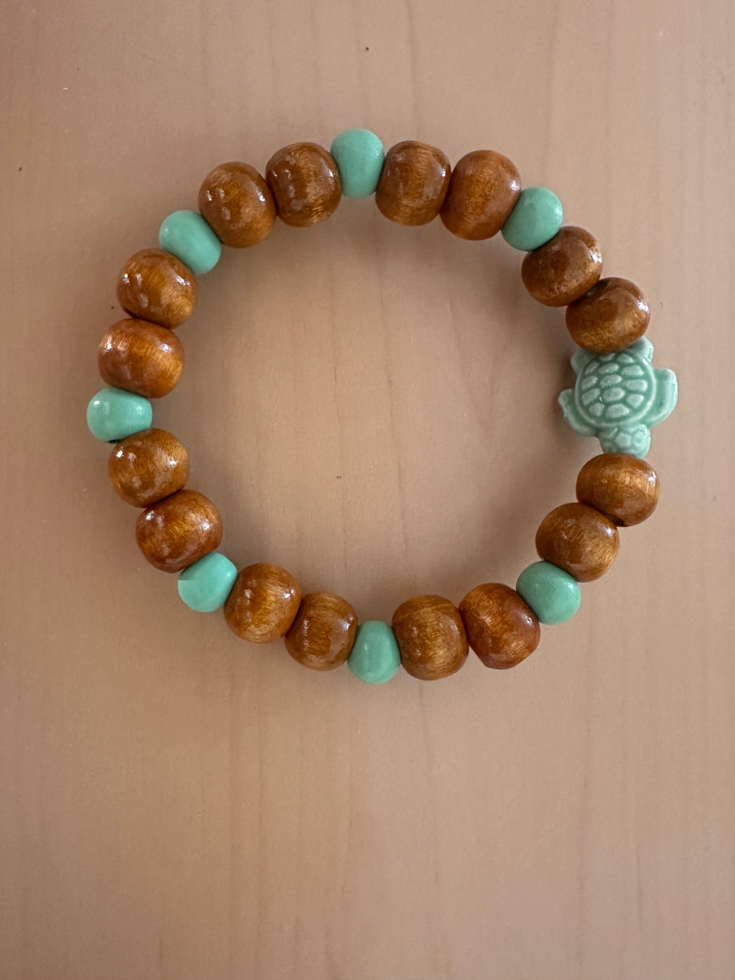 Hand Strung Wooden Beaded Stretch Bracelet