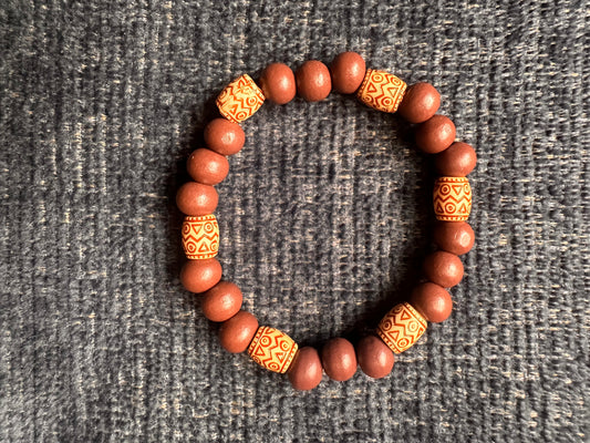 Brown Hand Strung Beaded Stretch Bracelet