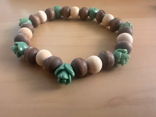 Turquoise Rose Beaded Stretch Bracelet