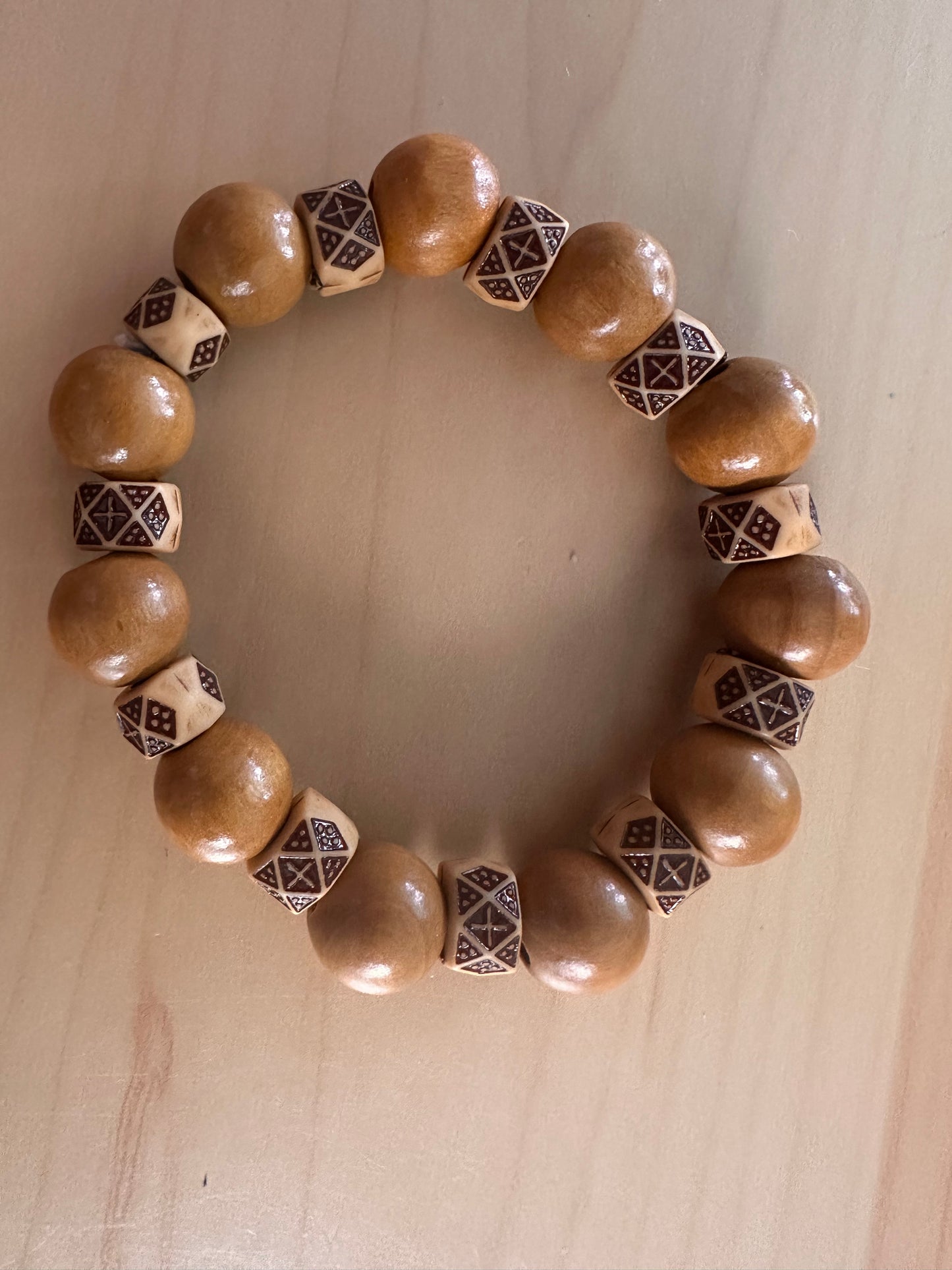 Tan Beaded Stretch Bracelet