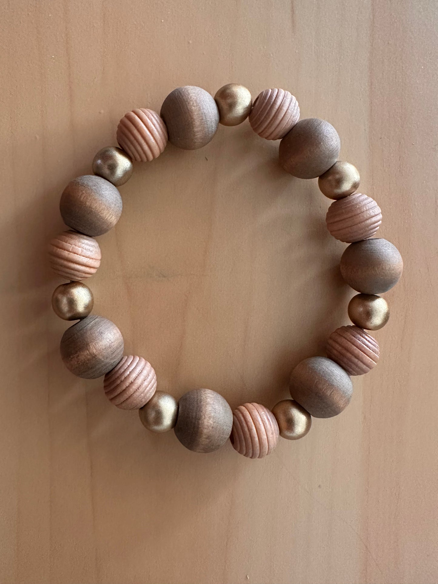 Brown and Gold Hand Strung Beaded Bracelet