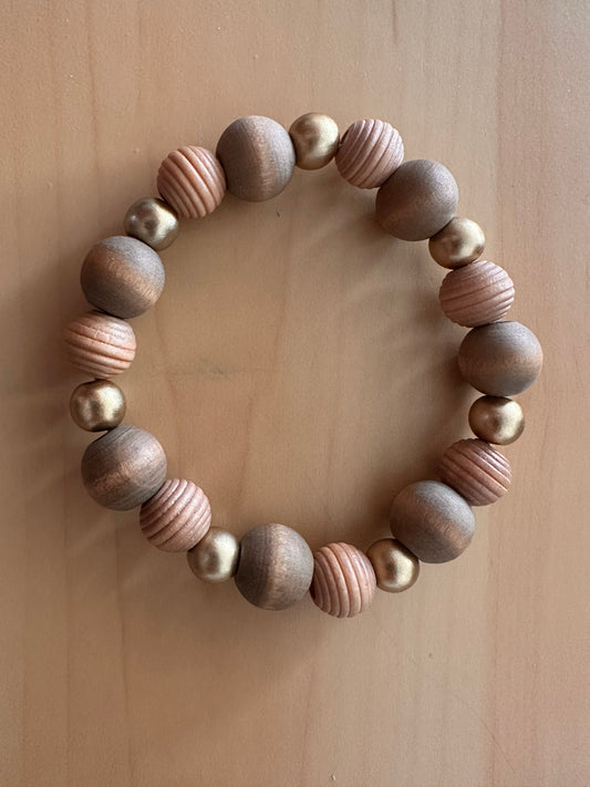 Brown and Gold Hand Strung Beaded Bracelet