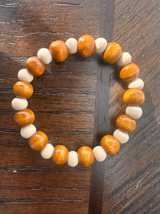 Brown and Beige Hand Strung Beaded Bracelet