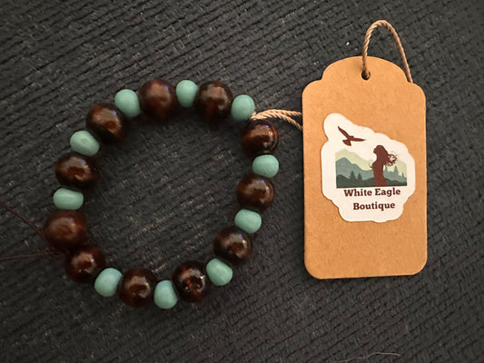 Hand Strung Wooded Beaded Bracelet