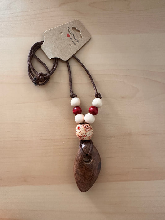 Hand Strung Wood Beaded Necklace