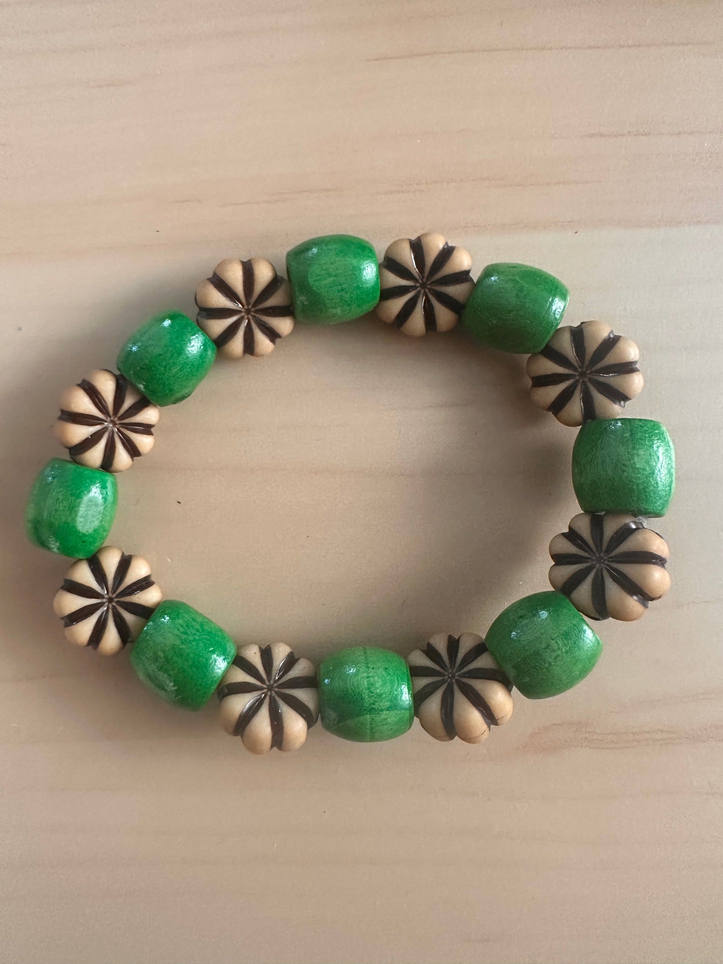 Green Beaded Stretch Bracelet