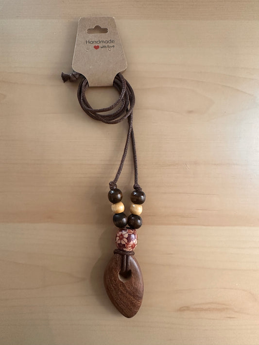 Hand Strung Wood Beaded Necklace