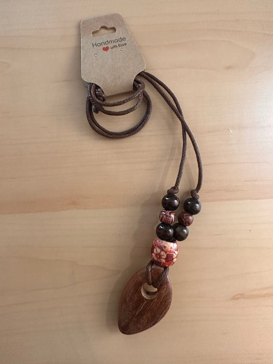 Hand Strung Wood Beaded Necklace