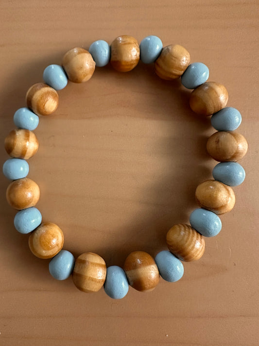 Hand Strung Wooden Beaded Stretch Bracelet