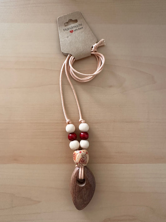 Hand Strung Wood Beaded Necklace