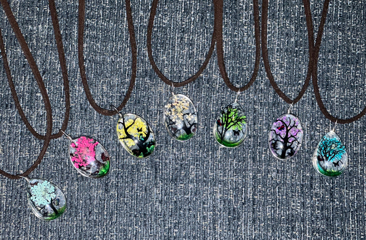 Floral Tear Drop Necklace